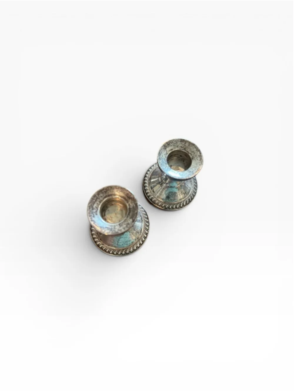 Set Of 2 Vintage Sterling Silver Weighted Candle Stick Holders
